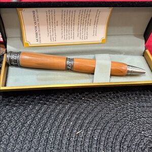 Elegant Wooden Pen with Silver Accents